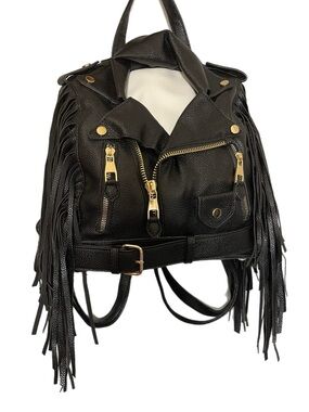 NWOT: Le Miel Vegan Leather Motor Cycle Fringe Backpack